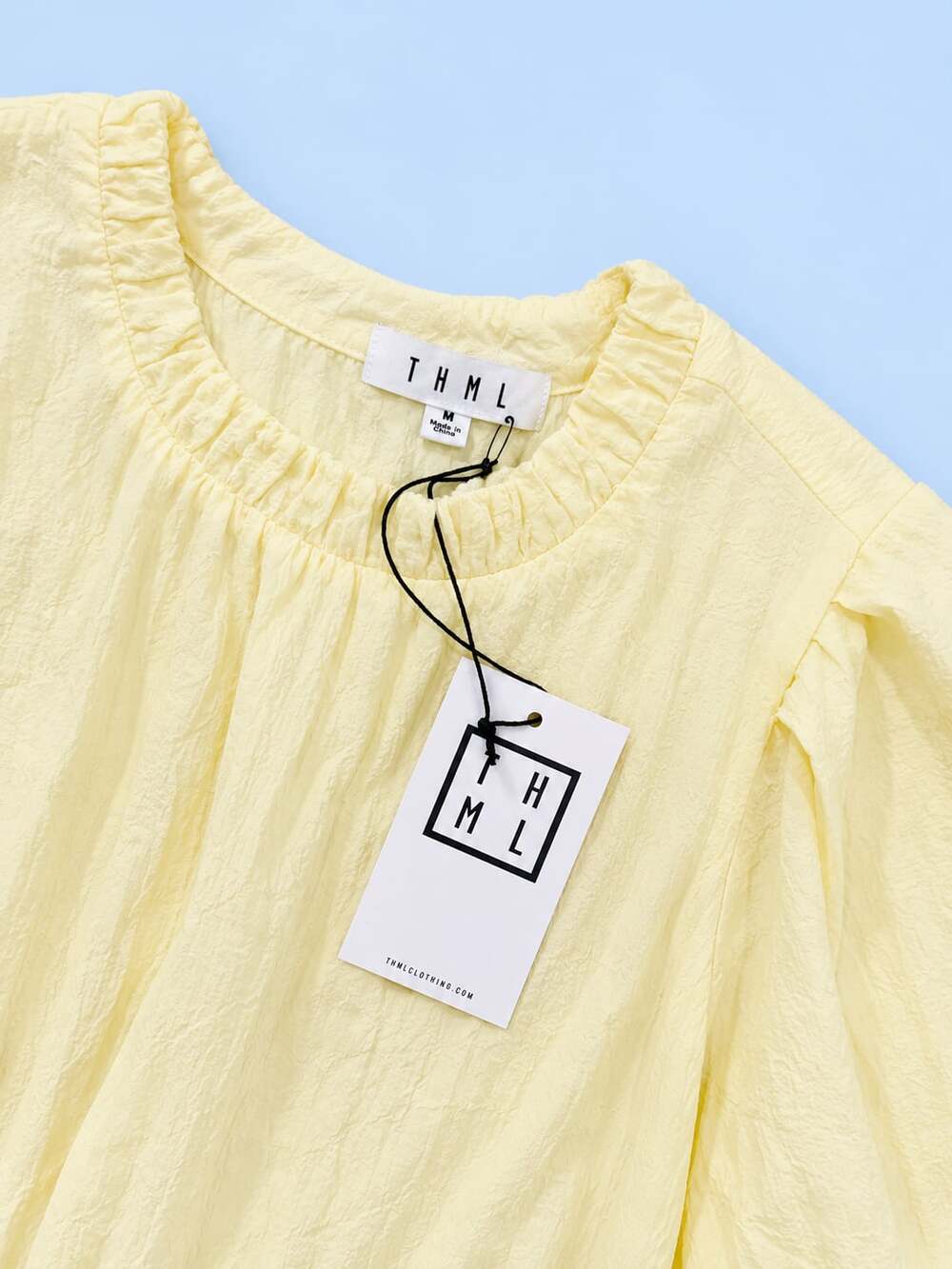 THML Women's Yellow Puff Sleeve Tiered Midi Dress Size M - Picture 4 of 4